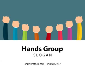 Hands Connecting Concept,Group of Holding handle in a circle the summit workers are meeting in the same power room.
