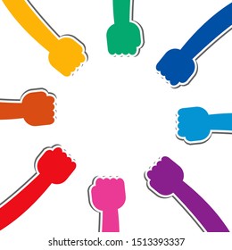 Hands Connecting Concept,Group of Holding handle in a circle the summit workers are meeting in the same power room.