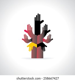 hands connecting to hand team work concept