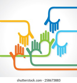 hands connecting team work vector 