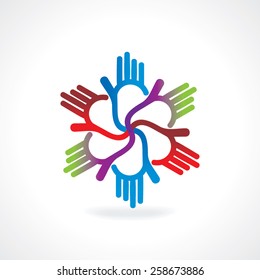 hands connecting team work vector 