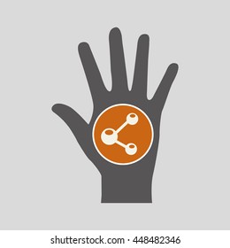 hands connecting with technology icon, vector illustration