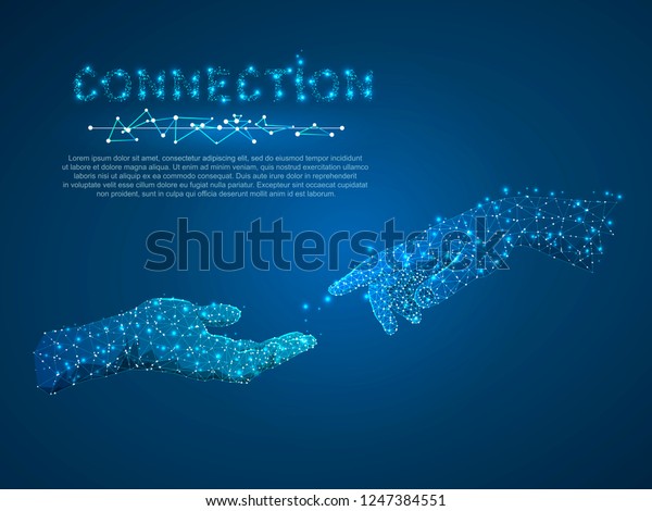 Hands Connection Business Conversation Polygonal Space Stock Vector 