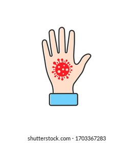 Hands contain virus infection flat design. Vector illustration