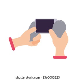 hands with control video game isolated icon