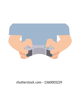 hands with control video game isolated icon