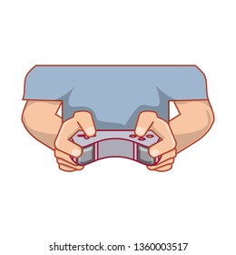 hands with control video game isolated icon