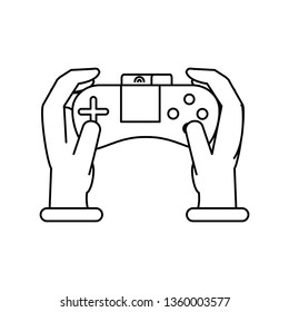 hands with control video game isolated icon