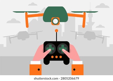 Hands Controlling Drone with Remote
