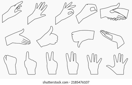 Hands counting from one to five isolated on white background, different signs. Finger numbers.