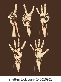 hands counting over brown background vector illustration