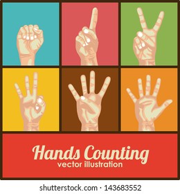 Hände auf buntem Hintergrund, Vektorgrafik