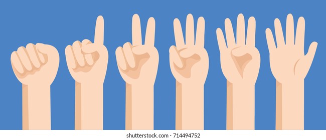 Hands counting zero to five vector design, Signs hands illustration.