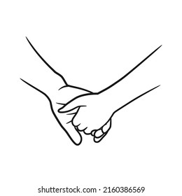 Hands couple line art illustration, Hands holding together