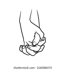 Hands couple line art illustration, Hands holding together