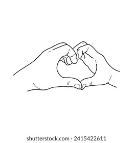 Hands of couple in love. Doodle of support gesture. Simple sketch isolated on white. Hand drawn vector.