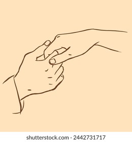 Hands of couple vector for card, decoration, illustration