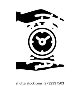 Hands cradling and guarding a ringing alarm clock, visualizing concepts of time management, planning, efficiency, and safeguarding important deadlines and schedules