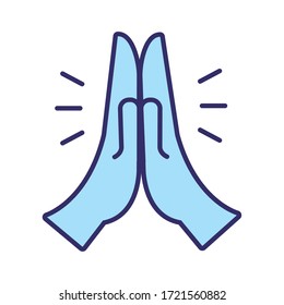 hands crashing solidarity line and fill style vector illustration design