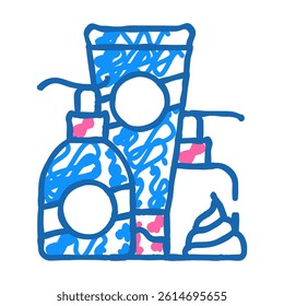 hands cream and lotion doodle icon sketch vector. hands cream and lotion sign. isolated symbol illustration