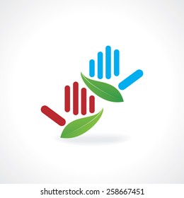 hands created by green leaf
