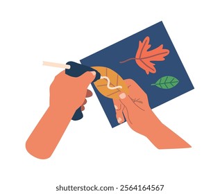 Hands creating applique vector illustration