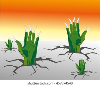 Hands of the crock climb from land