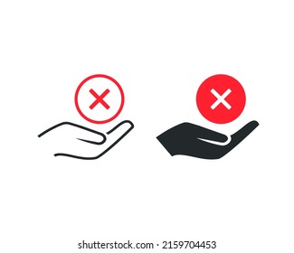 Hands cross wrong markVector illustration