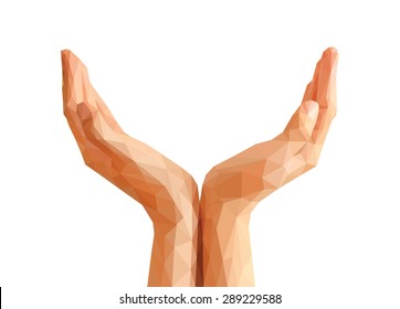 hands cupped polygonal origami Empty.