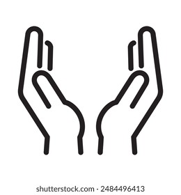 hands cupped, protective hands, vector illustration