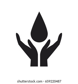 hands cupped support drop of water symbol