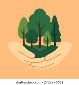 Hands Cupping a Mini Forest Ecosystem