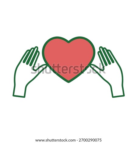 Hands Cupping Red Heart Icon Keywords: heart, hands, love, care, protection, support, health