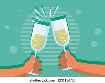 hands with cups of champagne