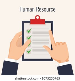hands with curriculum vitae in clipboard