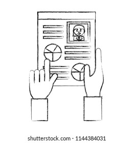 hands with curriculum vitae isolated icon