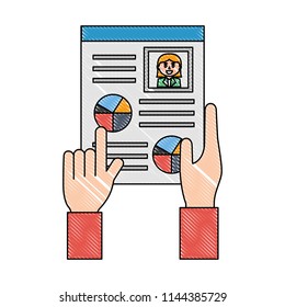 hands with curriculum vitae isolated icon