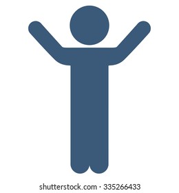 Hands Up Customer vector icon. Style is flat symbol, blue color, rounded angles, white background.