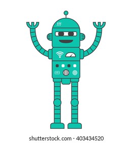 Hands up - Cute Robot, vector icon