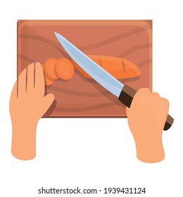 Hands Cutting and prepare food icon. Cartoon of Hands Cutting and prepare food vector icon for web design isolated on white background