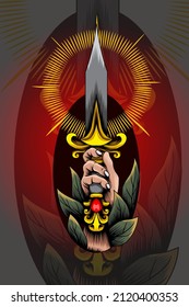 Hands with dagger vector illustration