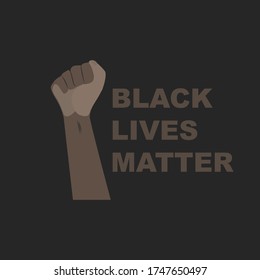 Hands dark skin gestures prostest, rally. African Americans protest against racism. Text black lives matter. Vector illustration flat style for news, blogging, design.