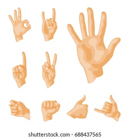 Hands deaf-mute different gestures human arm people communication message vector illustration.