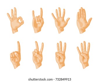 Hands Deafmute Different Gestures Human Arm Stock Vector (Royalty Free ...