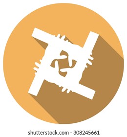 Hands Deal Design Icon with a long shadow