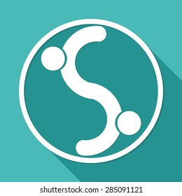 Hands Deal Design Icon on white circle with a long shadow