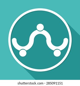 Hands Deal Design Icon on white circle with a long shadow