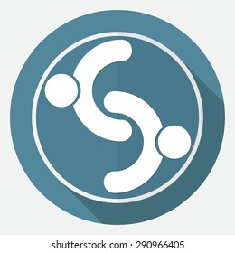 Hands Deal Design Icon on white circle with a long shadow