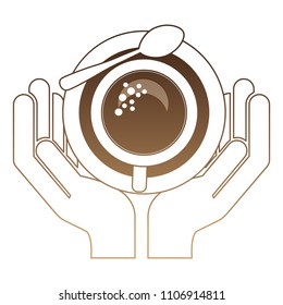 hands with delicious coffee cup
