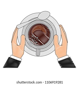 hands with delicious coffee cup